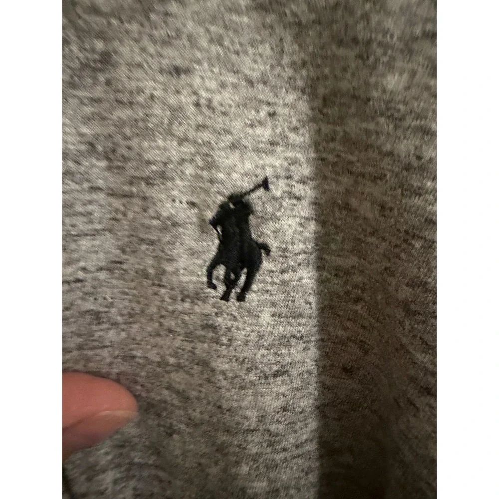 Polo Ralph Lauren Mens Long Sleeve T-Shirt Heather Grey Cotton Pony Logo Large
